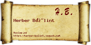 Herber Bálint névjegykártya